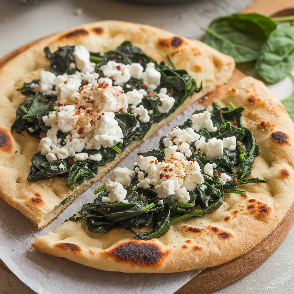 a-photo-of-a-spinach-and-feta-flatbread-the-flatbr-bRt-O5kUTLKQhyL3H2jXbw-G4RlK_UrTgCH-aj6drFoUA cottage cheese flatbread