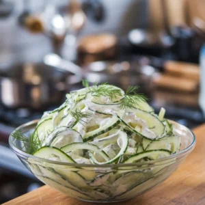 cucumber cottage cheese salad in a bowl